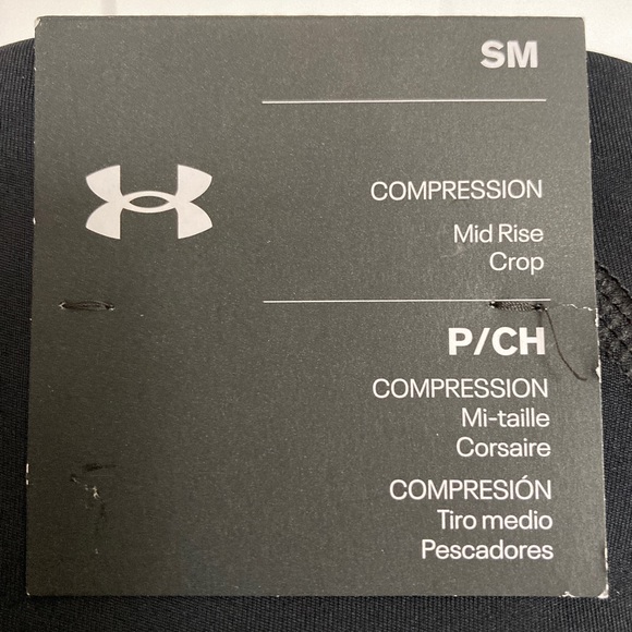 🔥🔥NWT Under Armour Fly Fast compression HEATGEAR mid rise crop Black - Picture 5 of 5